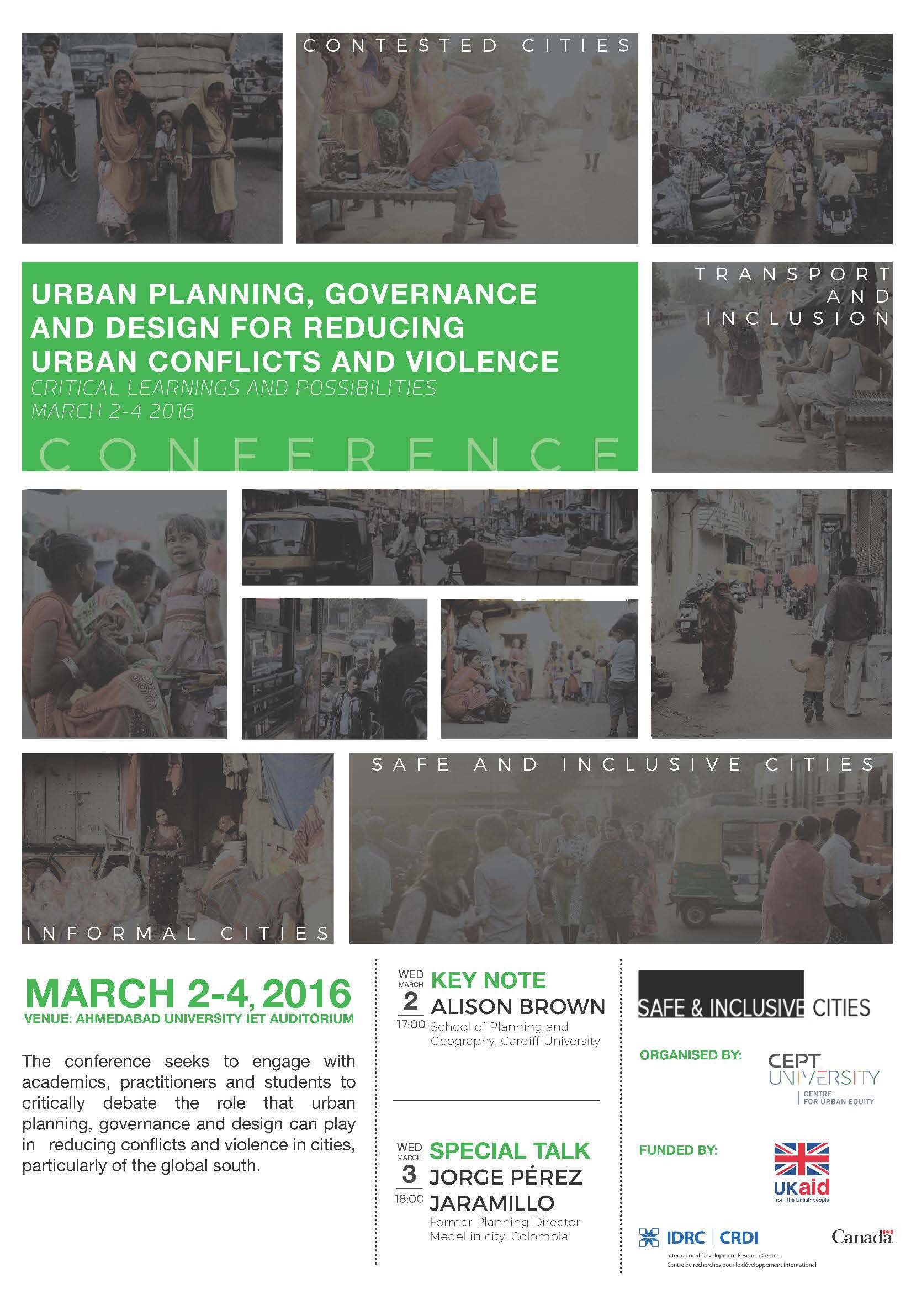  CUE Conference: Urban Planning, Governance and Design for Reducing Urban Conflicts and Violence in Cities