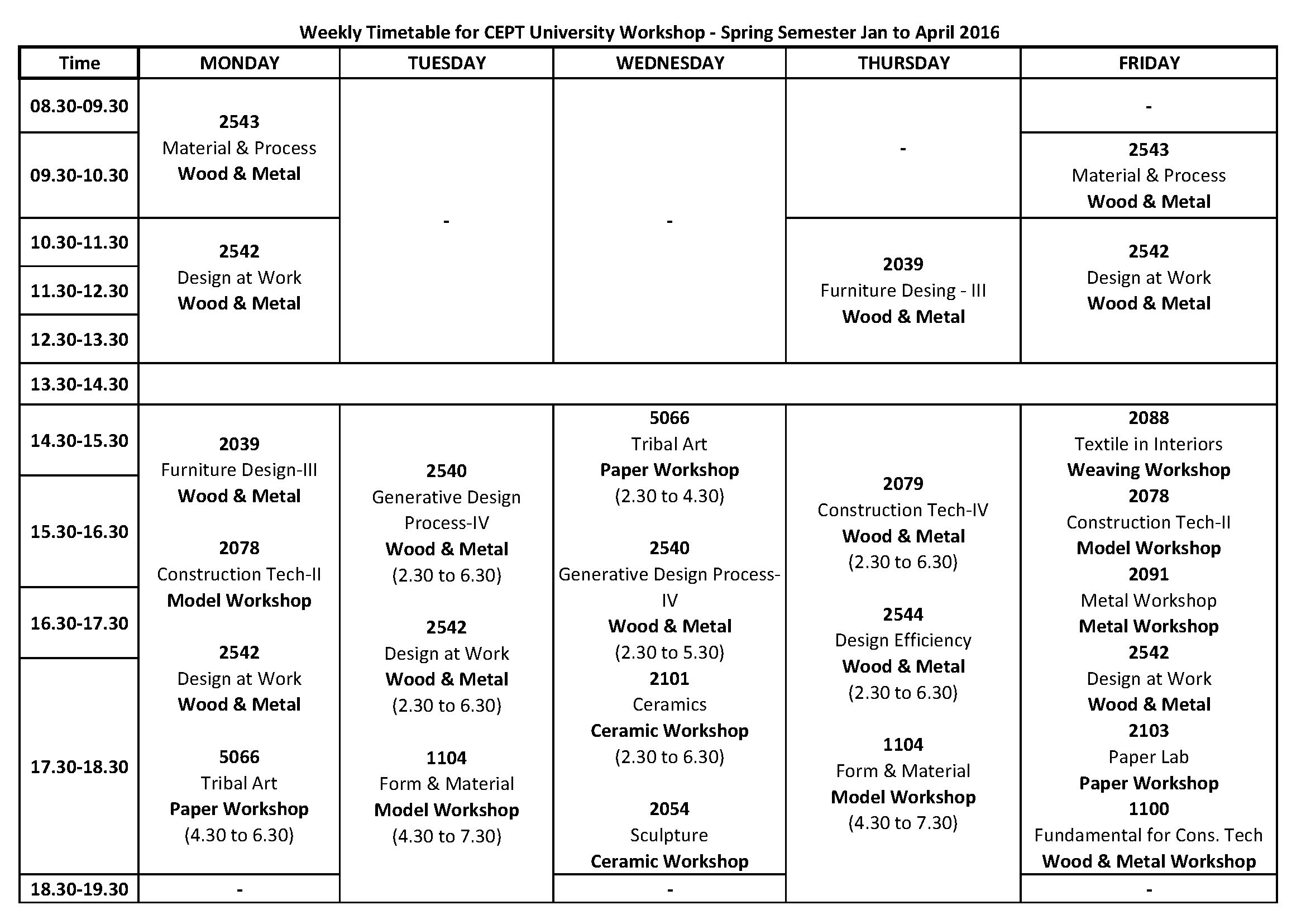 Timetable - Resources - CEPT