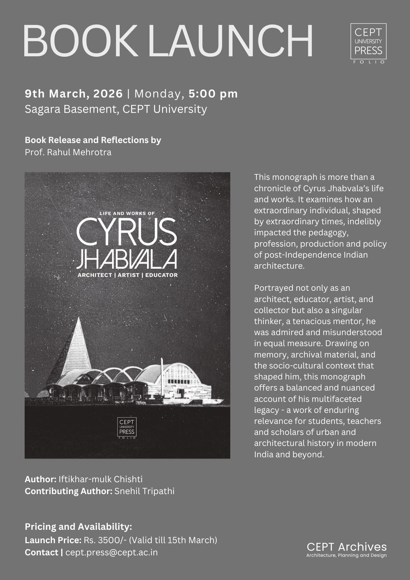 20260303 Cyrus Jhabvala Monograph Launch Poster Final