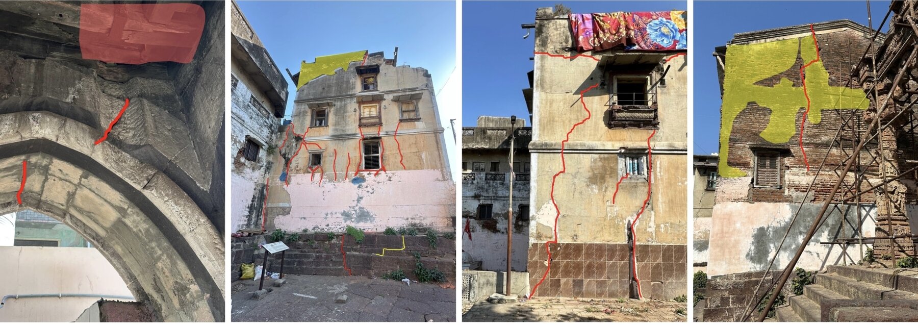 Figure 4 Damage mapping on the tower and surrounding structures